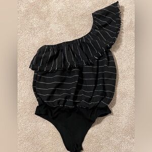 one shoulder, linen body suit